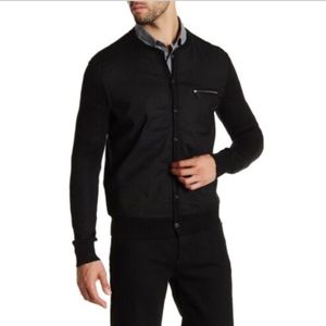 NWT $498 John Varvatos Collection Floated Cardigan in Black - size Large!